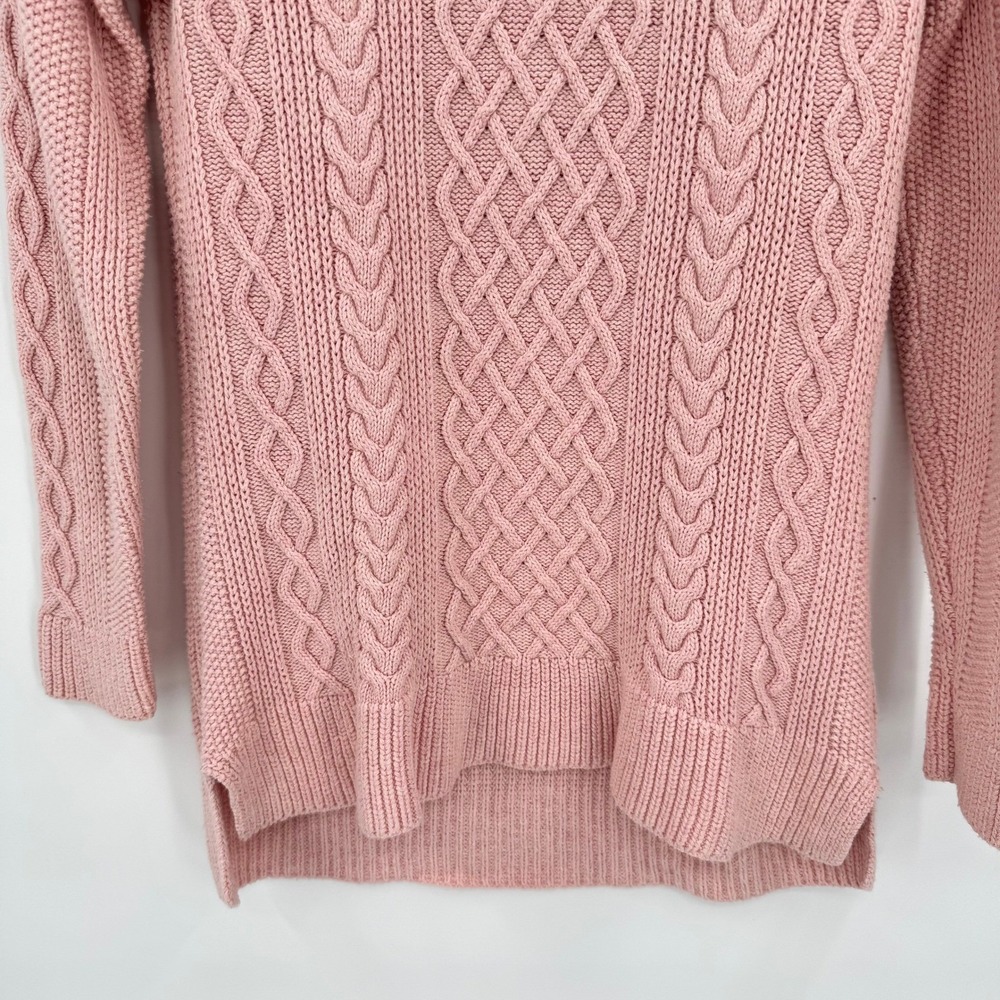 Talbots Petites Light Pink Cable Knit Turtleneck Sweater High-Low Hem Women's SP - Picture 3 of 10